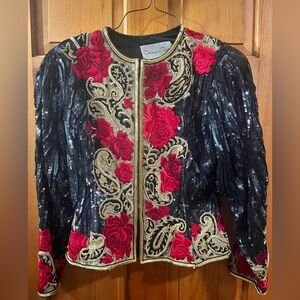 Vintage Oscar de la Renta 1970 Sequin Beaded Gold Embellished Evening Jacket 10